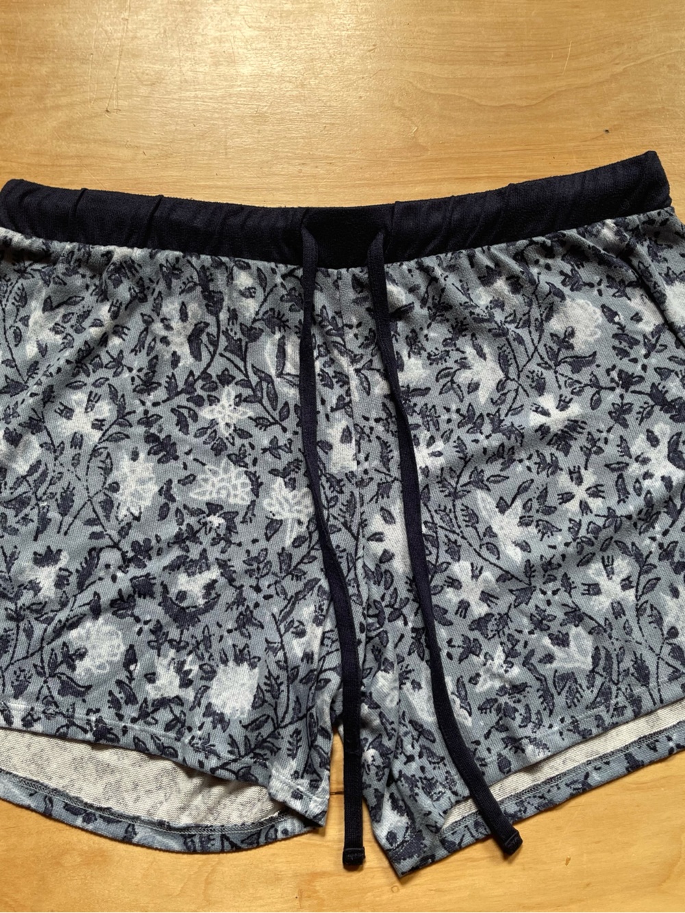 Lucky Brand Gray Floral Athletic Lounge Shorts with Navy Waistband